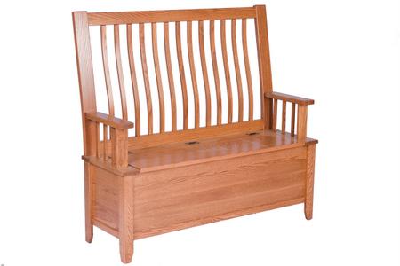 high back wooden bench